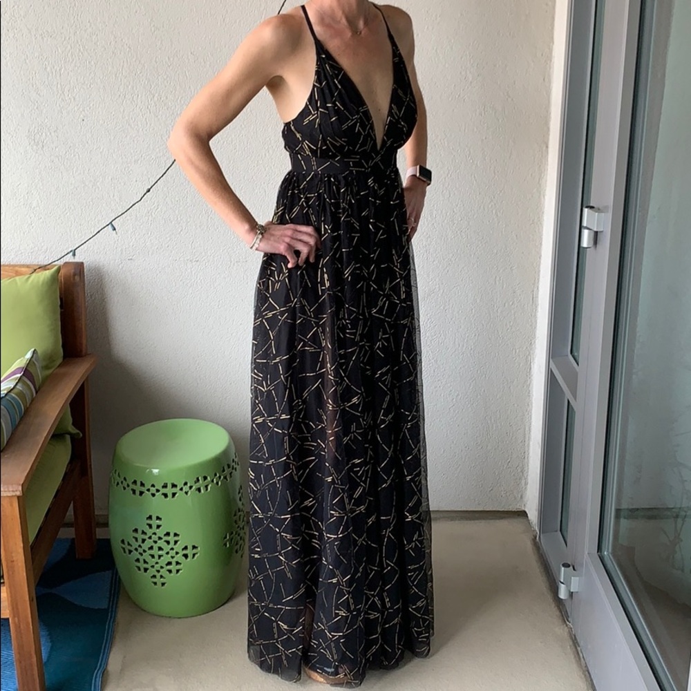 Black sexy formal floor length dress